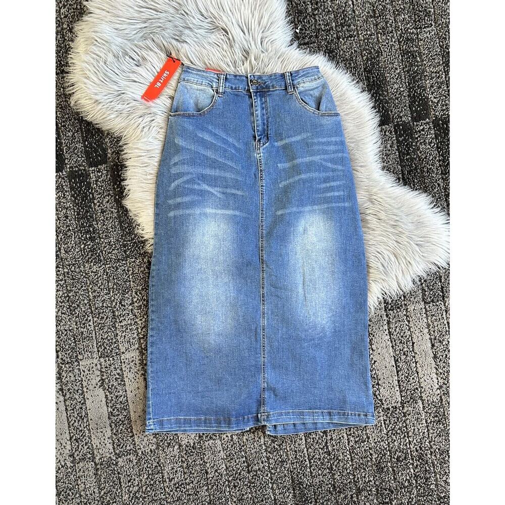 Galmint Women's Jeans Brand Long‎ Denim Skirt Size 4 (MSRP $98)